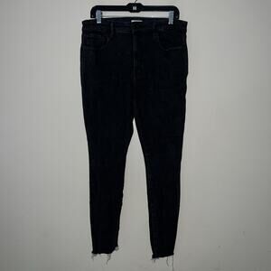 Good American Jeans Womens 15 Black Good Waist Skinny Raw Hem Stretch